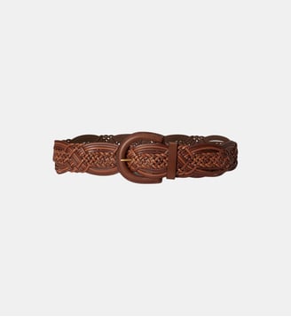 Ceinture en cuir motif tressé - Lauren Ralph Lauren - Marron