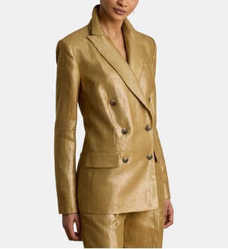 Blazer droit en lin métallisé - Lauren Ralph Lauren - Or