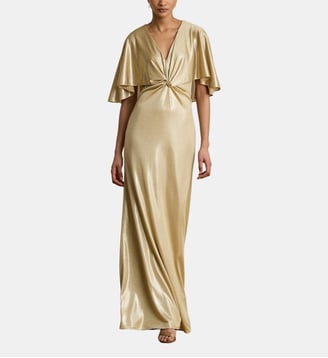 Robe cape torsadée métallisée en jersey - Lauren Ralph Lauren - Or