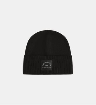 Bonnet côtelé à revers - Karl Lagerfeld - Noir