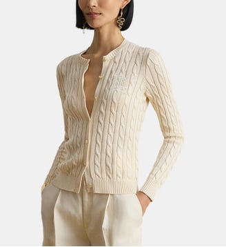 Cardigan en coton mélangé torsadé signature - Lauren Ralph Lauren - Beige
