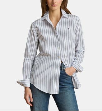 Chemise rayée Classic Fit en popeline droit - Lauren Ralph Lauren - Multi bleu