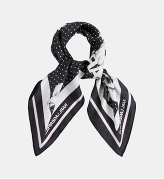 Foulard carré à pois signature Choupette - Karl Lagerfeld - Noir et blanc