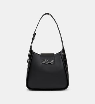 Sac hobo en cuir à clous - Karl Lagerfeld - Noir