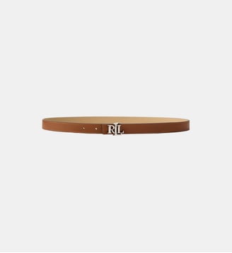 Ceinture fine réversible en cuir signature - Lauren Ralph Lauren - Tan