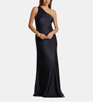 Robe asymétrique en charmeuse de satin - Lauren Ralph Lauren - Bleu foncé