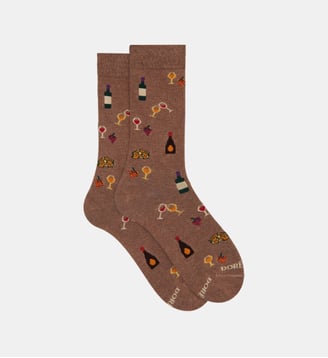 Chaussettes montantes Dégustation imprimé en coton mélangé - Doré Doré - Beige