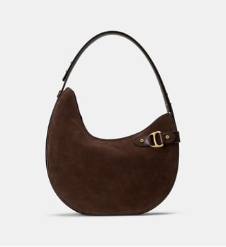 Grand sac porté épaule Tasha en daim - Lauren Ralph Lauren - Marron