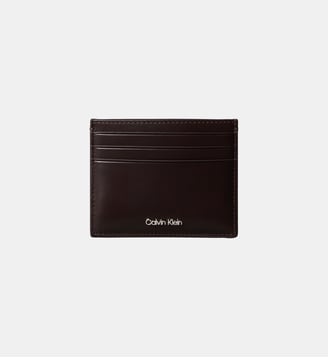 Porte-cartes signature RFID - Calvin Klein - Marron foncé