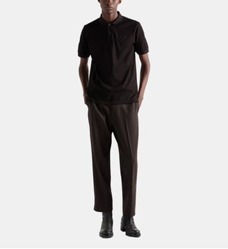 Polo droit en coton - Prada - Noir