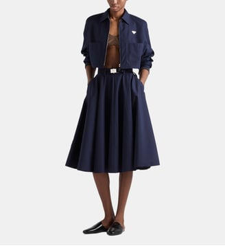 Blouson droit court en popeline - Prada - Bleu