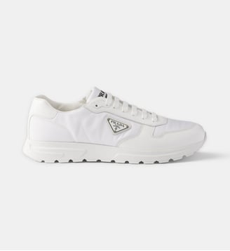 Baskets basses Prax 01 en cuir brossé et Re-Nylon - Prada - Blanc