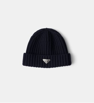 Bonnet en laine signature - Prada - Marine