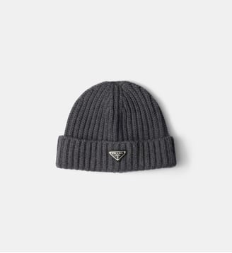 Bonnet en laine signature - Prada - Gris