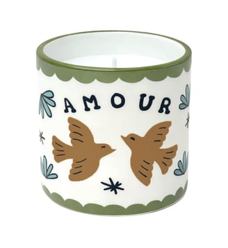Bougie parfumée-  Ambre - Opjet - Blanc