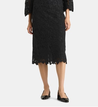 Jupe midi Felice Guipure - Galeries Lafayette - Noir