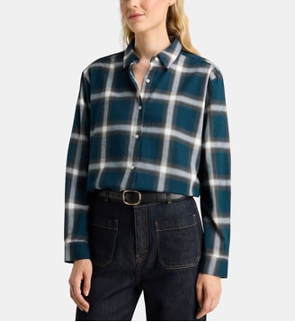 Chemise droite Alma Fla carreaux coton - Galeries Lafayette - Bleu marine