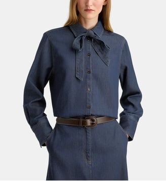 Chemise droite denim Florine DNML - Galeries Lafayette - Bleu foncé