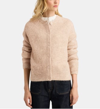 Cardigan droit Friend C maille mousseuse - Galeries Lafayette - Beige