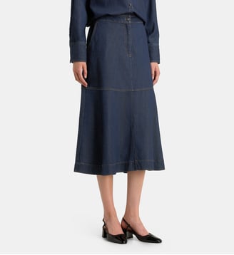 Jupe évasée midi Flamel Dnml - Galeries Lafayette - Bleu foncé