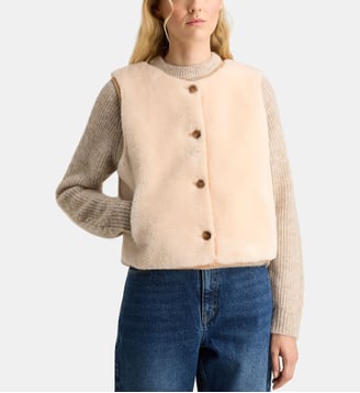Veste sans manches Fabiola réversible laine - Galeries Lafayette - Camel