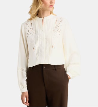Chemise droite Fantine broderies - Galeries Lafayette - Écru