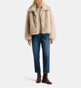 Manteau court Fox Fur effet fourrure - Galeries Lafayette - Beige