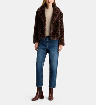 Manteau court Fox Leo effet fourrure - Galeries Lafayette - Marron foncé