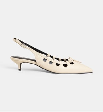Escarpins kitten slingback ajourés Clara - Galeries Lafayette - Blanc