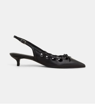 Escarpins kitten slingback ajourés Clara - Galeries Lafayette - Noir