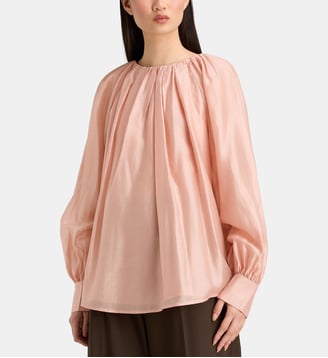 Blouse fluide à fronces - Karl Lagerfeld - Rose poudré