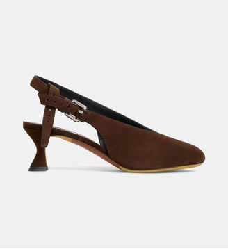 Slingbacks cuir suède - Moschino - Chocolat
