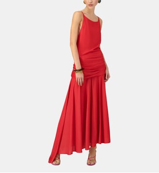Robe longue fluide bretelles dos nu - Mirae - Rouge