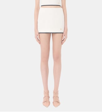Minijupe en tweed de coton Canestrello signature - Valentino Garavani - Blanc