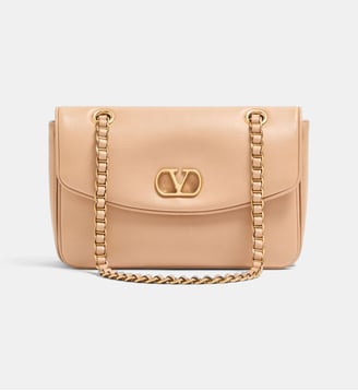 Sac Moyen Djuna en cuir nappa avec chaîne signature - Valentino Garavani - Rose pastel