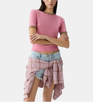 T-shirt en cachemire Airy - Guest In Residence - Rose et camel
