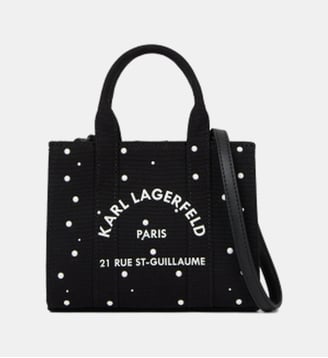 Sac cabas toile coton à perles - Karl Lagerfeld - Black