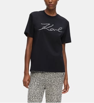 T-shirt droit coton organique signature - Karl Lagerfeld - Black