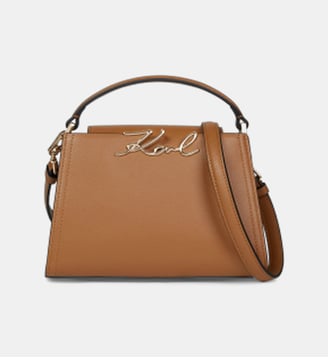 Sac pochette cuir signature - Karl Lagerfeld - Caramel