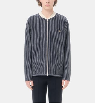 Sweat-shirt droit rayé fermeture zippé signature - Valentino Garavani - Navy