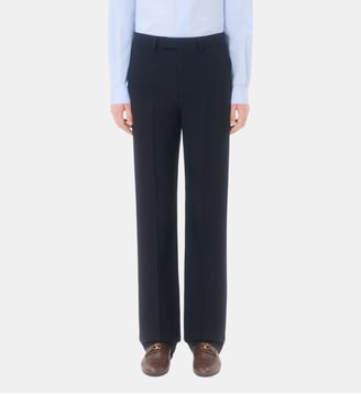 Pantalon droit en laine - Valentino Garavani - Bleu orage