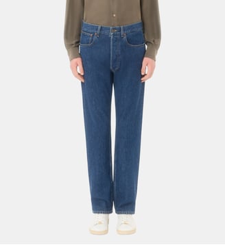 Pantalon Valentino en denim avec VGold - Valentino Garavani - Bleu denim