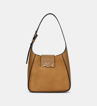 Sac hobo cuir suédé - Karl Lagerfeld - Caramel