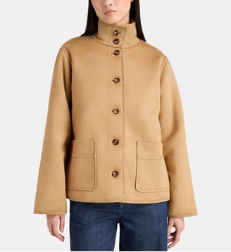 Veste droite Oumra effet daim et sherpa - Jodhpur - Camel et écru