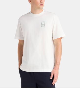 T-shirt droit nouveau logo badge coton - Lacoste - Blanc
