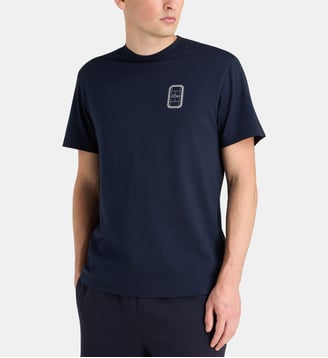 T-shirt droit nouveau logo badge coton - Lacoste - Bleu marine
