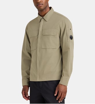 Surchemise Lens zippée coton - C.P. Company - Vert sauge