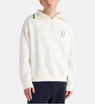 Sweat camionneur badge coton piqué - Lacoste - Blanc et vert