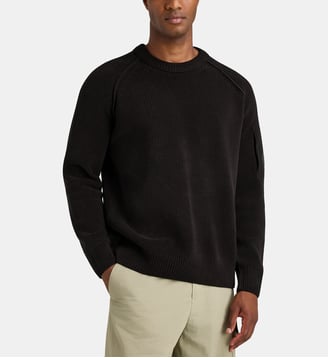 Pull droit lens en maille coton - C.P. Company - Noir