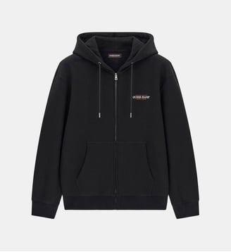 Sweat à capuche droit en coton signature - Guess Jeans - Noir